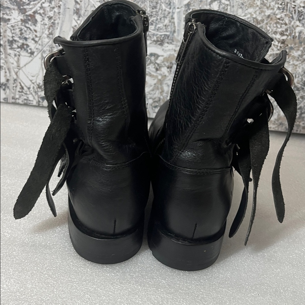 Frye Black Leather Buckle Ankle Boots - Picture 2 of 10
